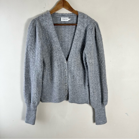 Emproved Puff-sleeve Cardigan Style A2212 In Dove Grey Size Small - Picture 5 of 15